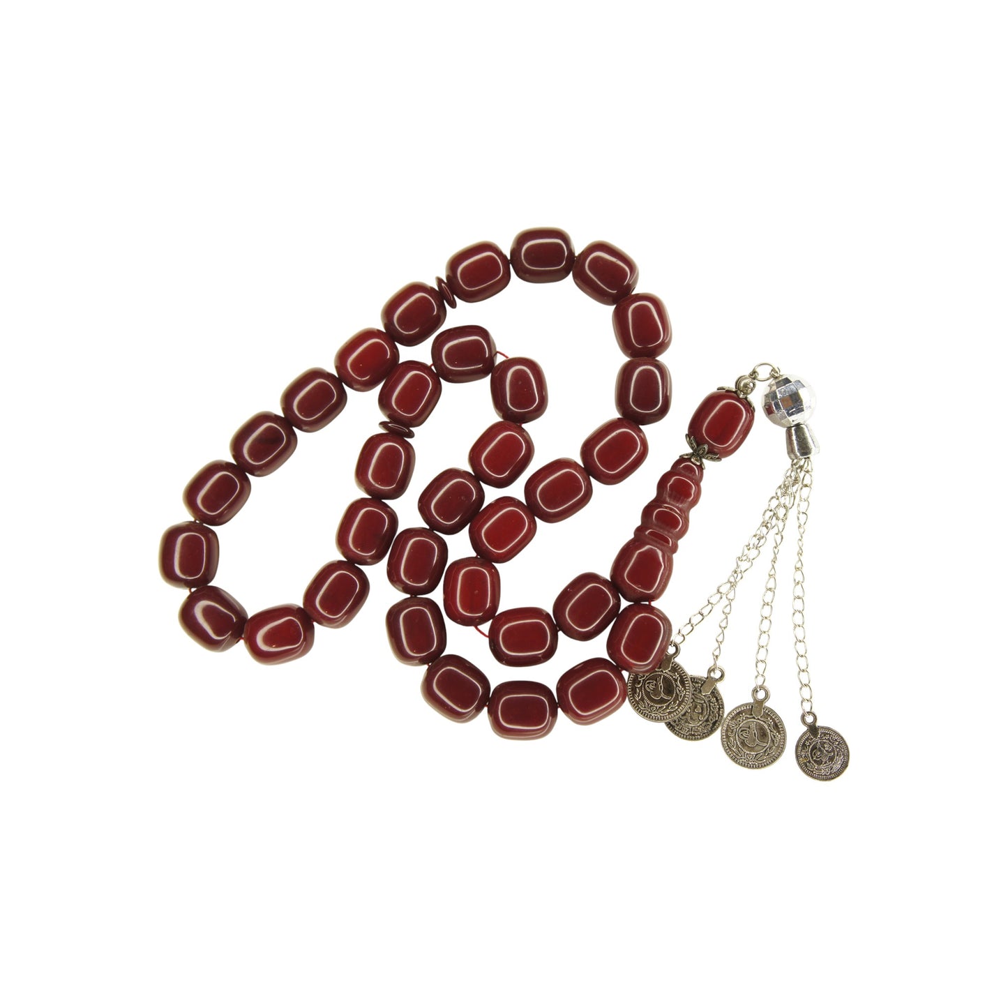 Exklusive Faturan Osmanische Katalin Bakalite Gebetskette in Bordeaux – Antiker Stil, Seltenes Sammlerstück Handgefertigt