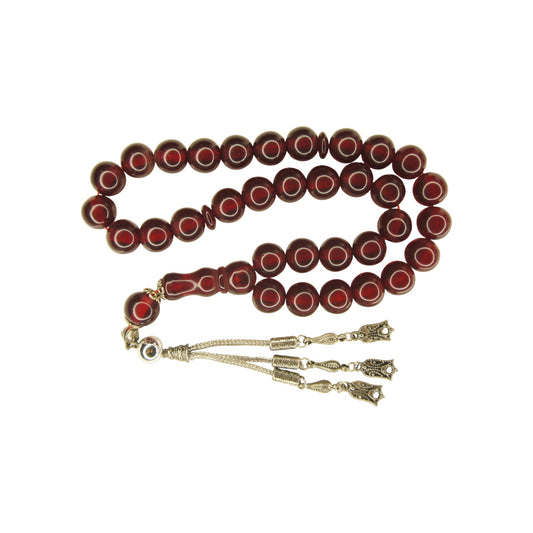 Exklusive Faturan Osmanische Katalin Bakalite Gebetskette in Bordeuxe – Antiker Stil, Seltenes Sammlerstück Handgefertigt