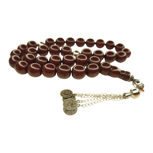 Exklusive Faturan Osmanische Katalin Bakalite Gebetskette in Bordeuxe – Antiker Stil, Seltenes Sammlerstück Handgefertigt