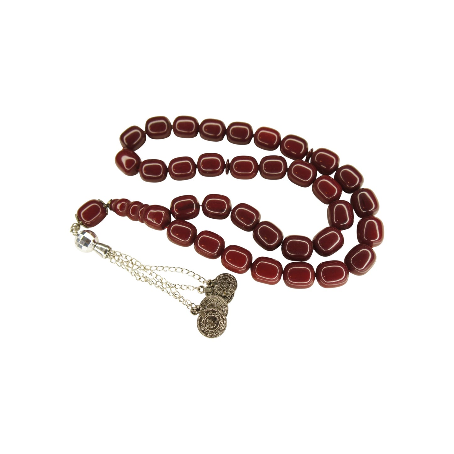 Exklusive Faturan Osmanische Katalin Bakalite Gebetskette in Bordeaux – Antiker Stil, Seltenes Sammlerstück Handgefertigt