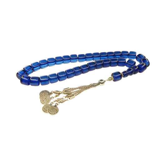 Exklusive Faturan Osmanische Katalin Bakalite Gebetskette in Blau – Antiker Stil, Seltenes Sammlerstück Handgefertigt