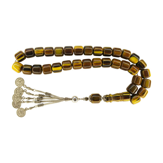Exklusive Faturan Osmanische Katalin Bakalite Gebetskette in Bernstein – Antiker Stil, Seltenes Sammlerstück Handgefertigt