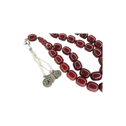 Exklusive Faturan Osmanische Katalin Bakalite Gebetskette in Bordeaux – Antiker Stil, Seltenes Sammlerstück Handgefertigt