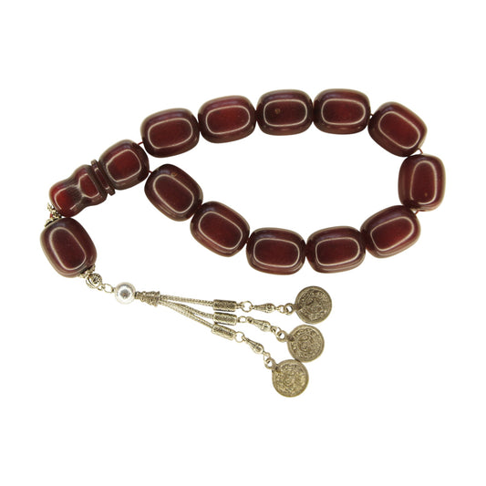 Exklusive Faturan Osmanische Katalin Bakalite Gebetskette in Bordeaux – Antiker Stil, Seltenes Sammlerstück Handgefertigt