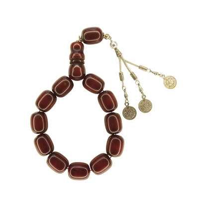Exklusive Faturan Osmanische Katalin Bakalite Gebetskette in Bordeaux – Antiker Stil, Seltenes Sammlerstück Handgefertigt