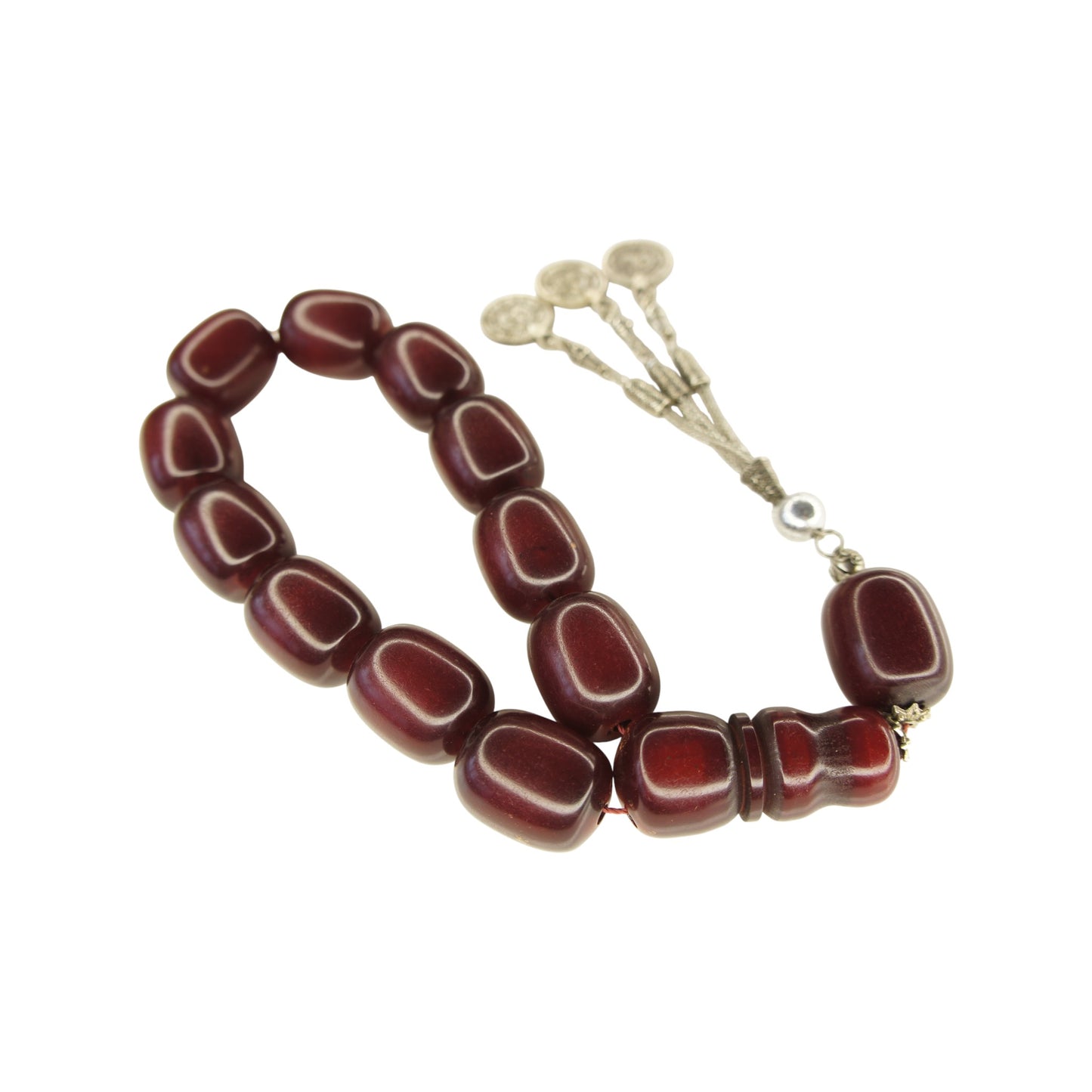 Exklusive Faturan Osmanische Katalin Bakalite Gebetskette in Bordeaux – Antiker Stil, Seltenes Sammlerstück Handgefertigt