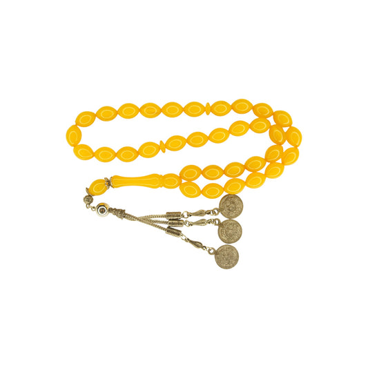 Exklusive Faturan Osmanische Katalin Bakalite Gebetskette in Gelb – Antiker Stil, Seltenes Sammlerstück Handgefertigt