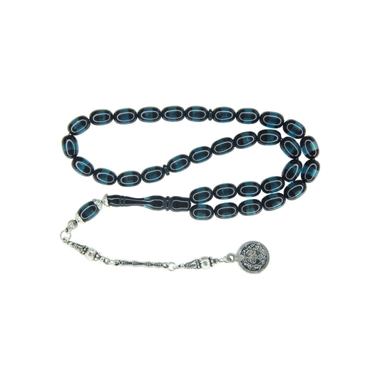 Exklusive Faturan Osmanische FeuerBernstein Gebetskette in Schwarz – Antiker Stil, Seltenes Sammlerstück Handgefertigt