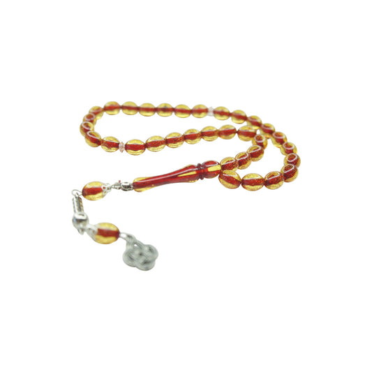 Exklusive Faturan Osmanische FeuerBernstein Gebetskette in Gelb , Seltenes Sammlerstück Handgefertigt