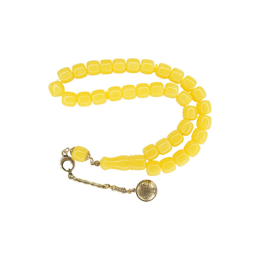 Exklusive Faturan Osmanische Katalin Bakalite Gebetskette in Gelb – Antiker Stil, Seltenes Sammlerstück Handgefertigt